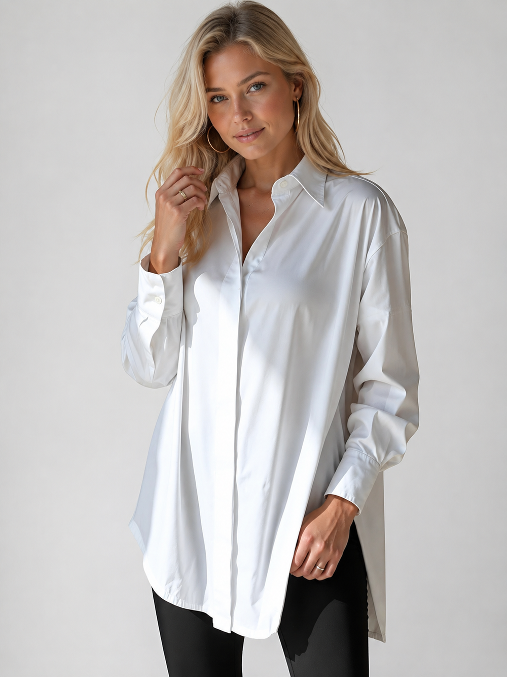 Oversize Skjortklänning med Knappar